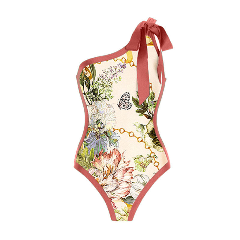 Sexy Swimsuit Retro One Shoulder Swimsuit Bikini Chiffon Beach Skirt Set Bella Mia